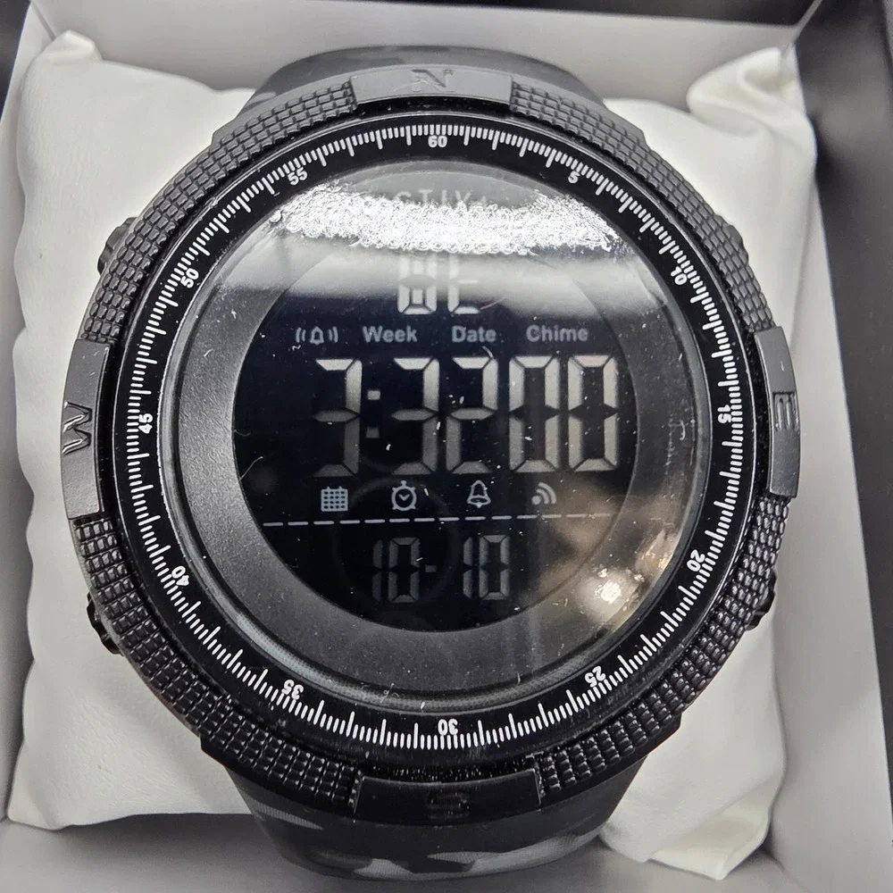Activa Mens Digital Sports Watch Black Grey Camo Strap Alarm Date Tactical Style